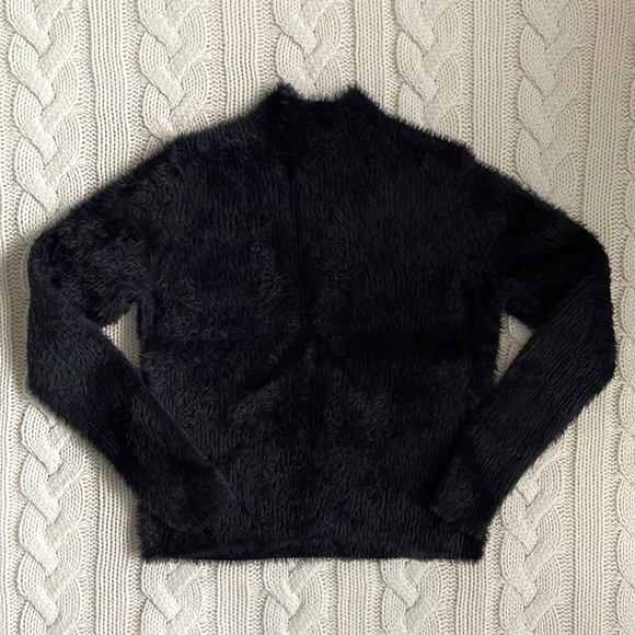 Banana Republic Fuzzy Black Mock Neck Sweater - Picture 1 of 7